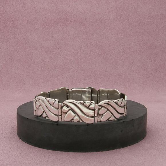 sterling silver vintage panel link bracelet size 6.75in